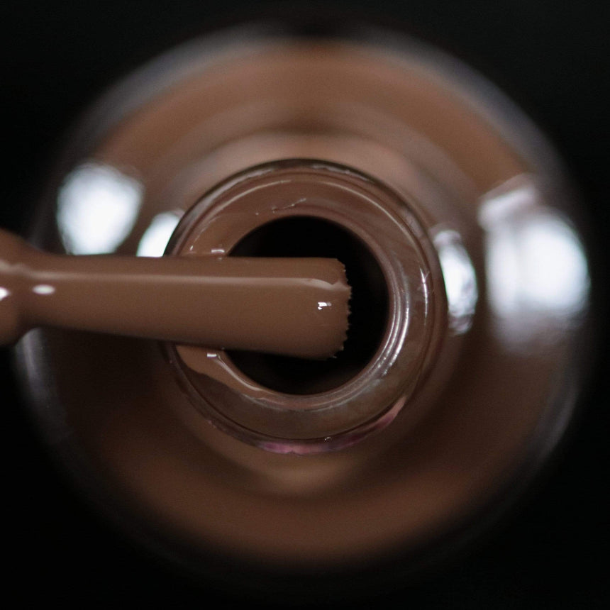 A warm chocolate brown stamping polish brush from Sugar + Spice collection by Maniology (B351).