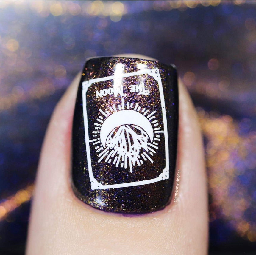 A manicured hand in black and white with Supernatural: Tarot Reading designs by Maniology (m072).