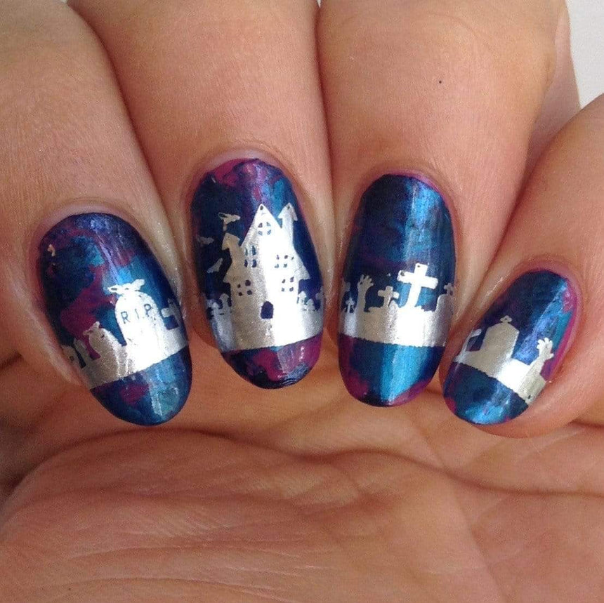 A manicured hand with The Spirit Speaks design by Maniology (m071).