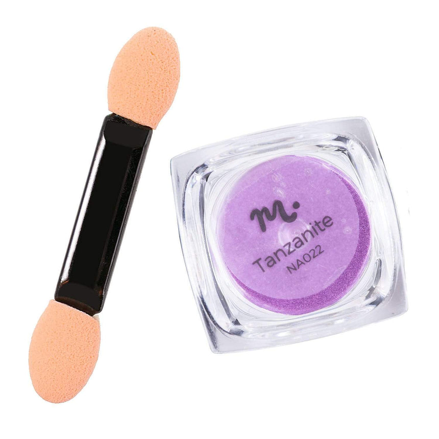 A Tanzanite (NA022) Light Purple Mirror Nail Art Powder featuring a gentle sheen and shiny mirror finish by Maniology.