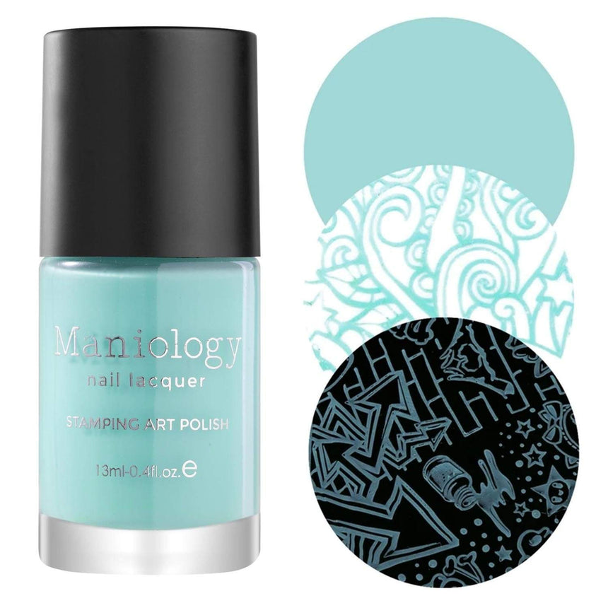 Light Teal Stamping Polish from The Gardener collection Moonglow (B245) by Maniology.