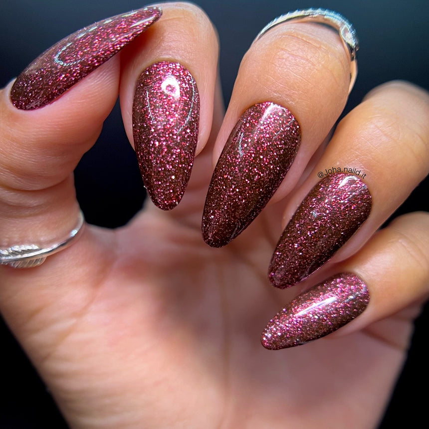 Tinseltown: Fame (P141) - Semi Sheer Dark Red with Glitter Nail Polish