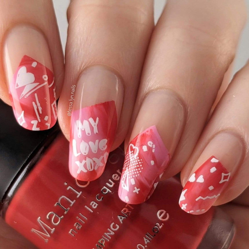 Valentine's Day Occasions: Paper Hearts (m181) - Nail Stamping Plate