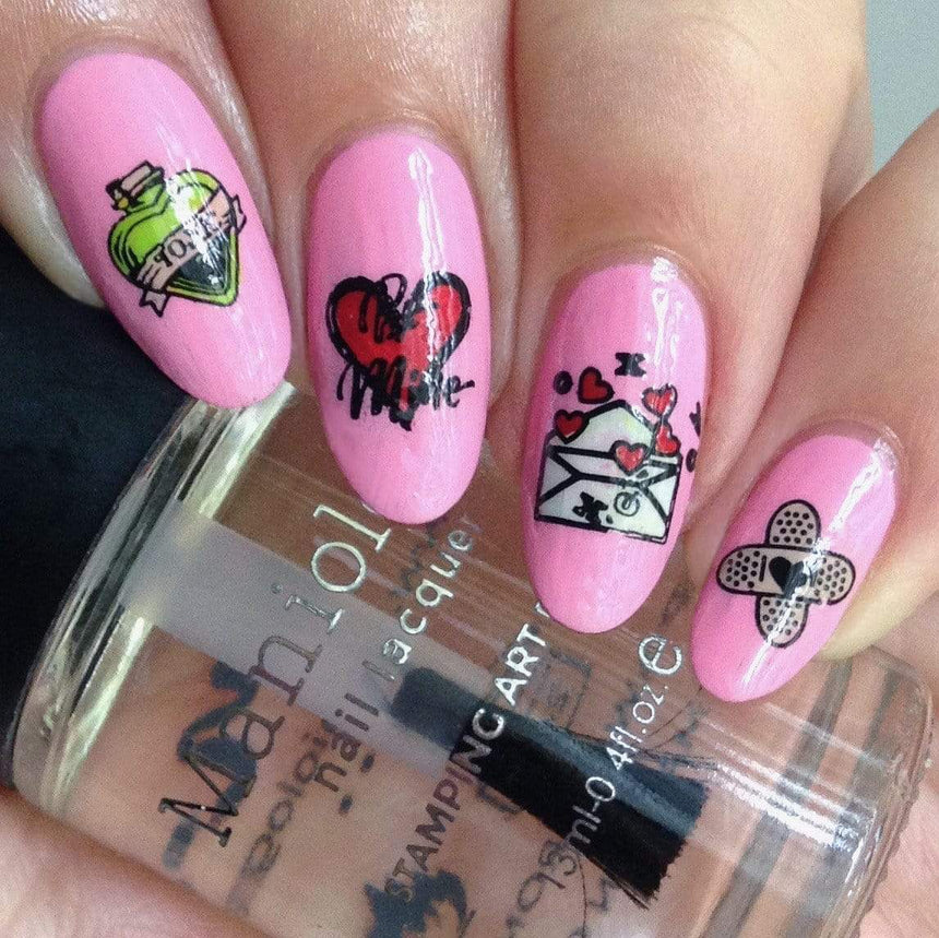 Valentine's Day Occasions: Paper Hearts (m181) - Nail Stamping Plate