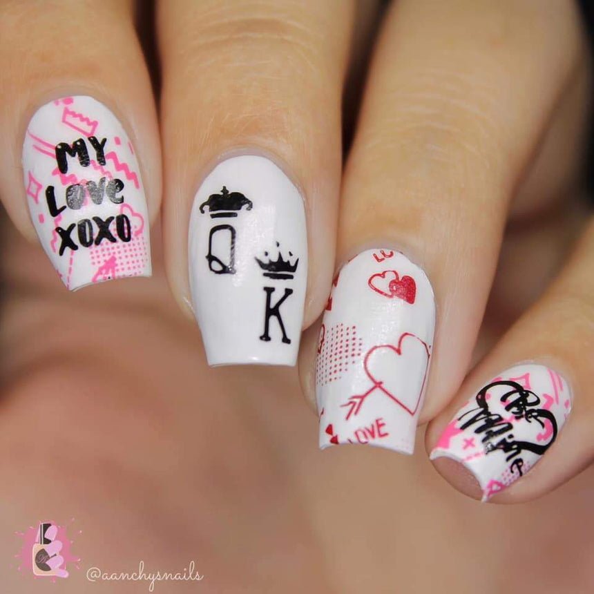 Valentine's Day Occasions: Paper Hearts (m181) - Nail Stamping Plate