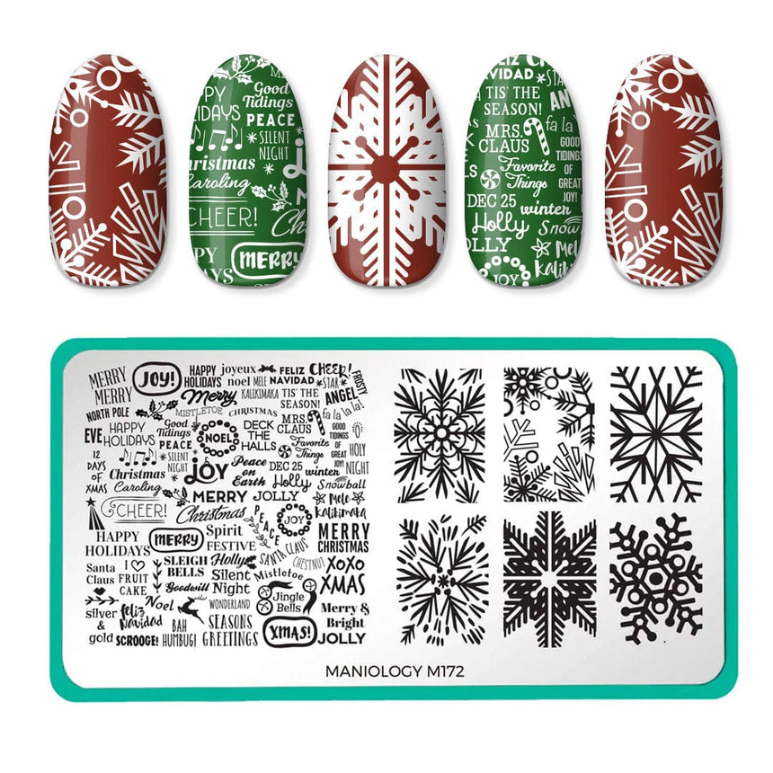 Let It Snow/Xmas Spirit (m172) - Nail Stamping Plate