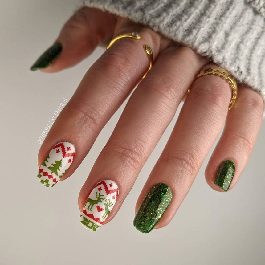 Winter Occasions XL: Ugly Sweater/Holly Jolly (m173) - Nail Stamping Plate