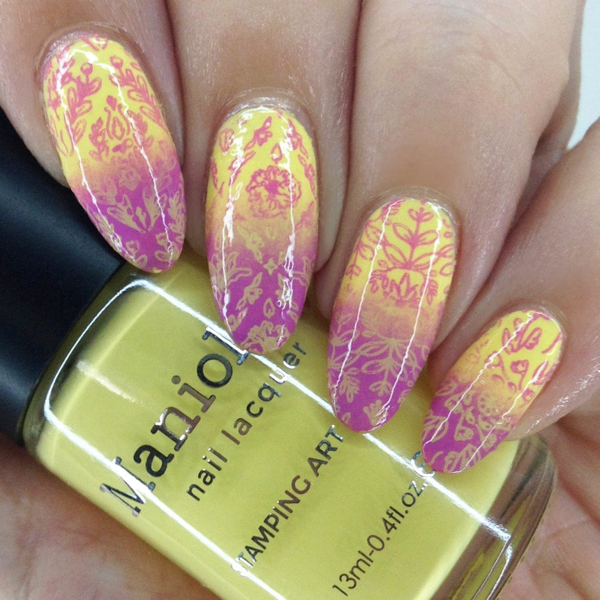 Zinnia (B422) - Cream Lemon Yellow Stamping Polish