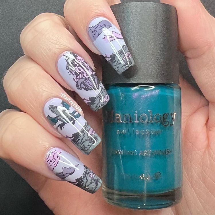 Mythical Creatures: Horns & Flames (MXM070) - Nail Stamping Plate