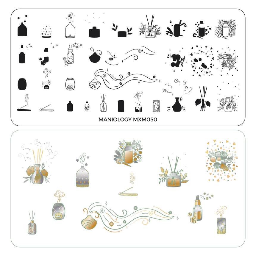 Aromatherapy: Vapor & Vessel (MXM050) - Nail Stamping Plate