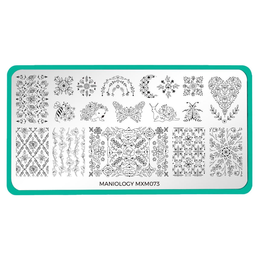 Floral Kaleidoscope: Folk Forest (MXM073) - Nail Stamping Plate