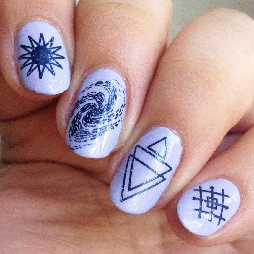 Minimalist Galaxy: Stellar Shapes (M002) - Nail Stamping Plate
