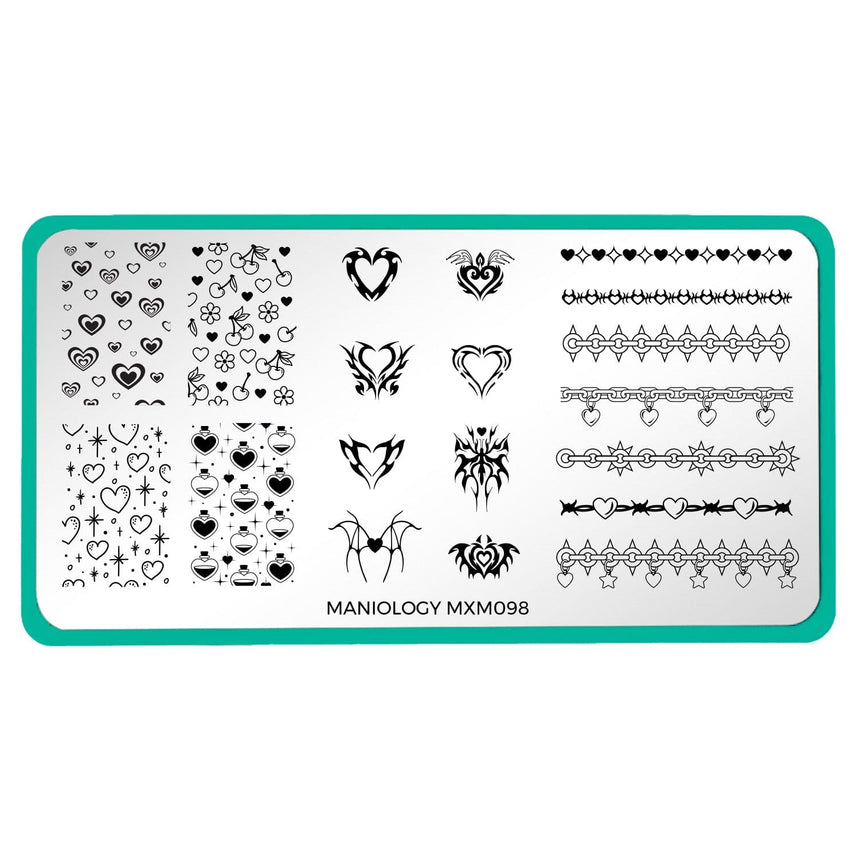 Hearts & Chains: Links of Love (MXM098) - Nail Stamping Plate