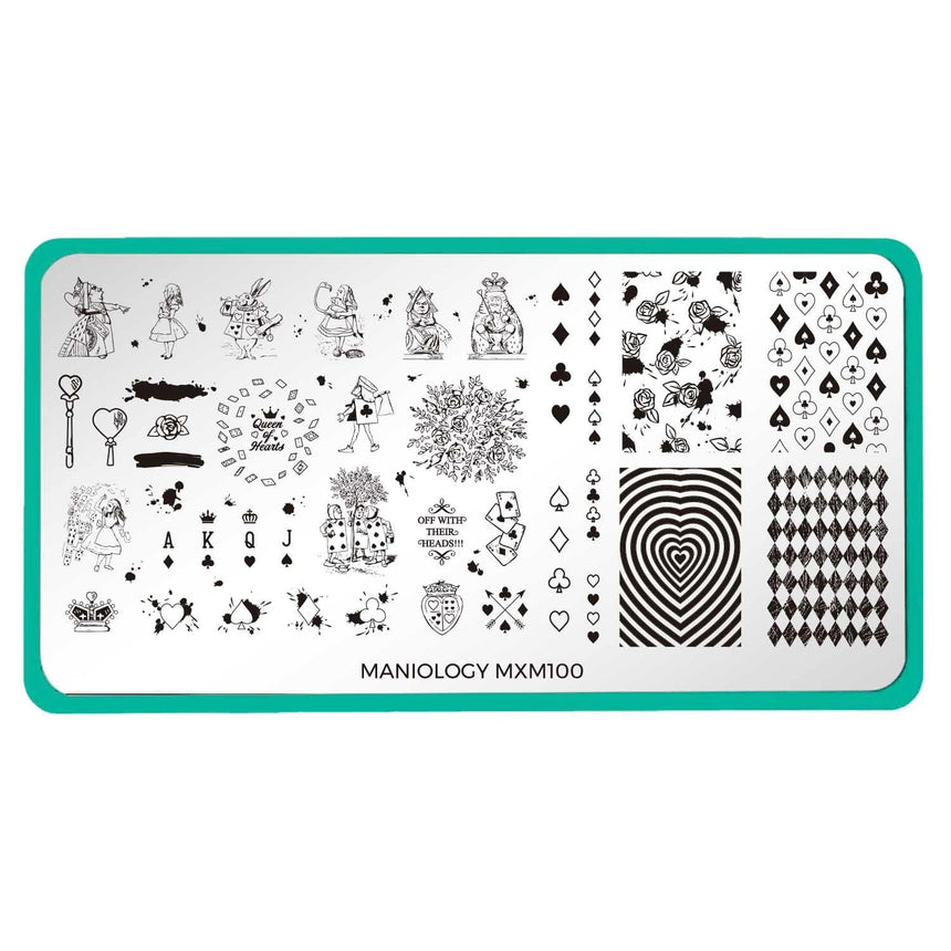 Through the Looking Glass: Hearts & Havoc (MXM100) - Nail Stamping Plate