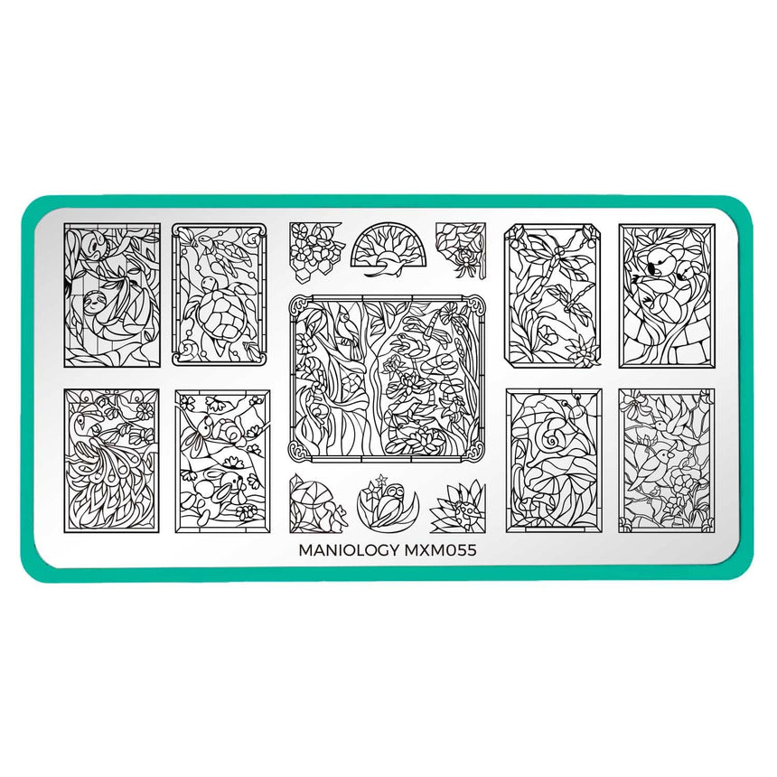 Stained Glass: Windowed Wilderness (MXM055) - Nail Stamping Plate