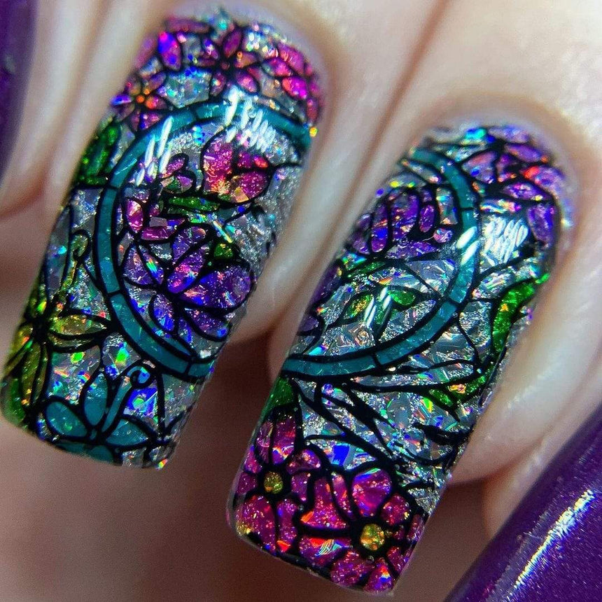 Stained Glass: Windowed Wilderness (MXM055) - Nail Stamping Plate