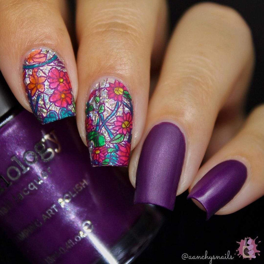 Stained Glass: Petal Pane (MXM056) - Nail Stamping Plate