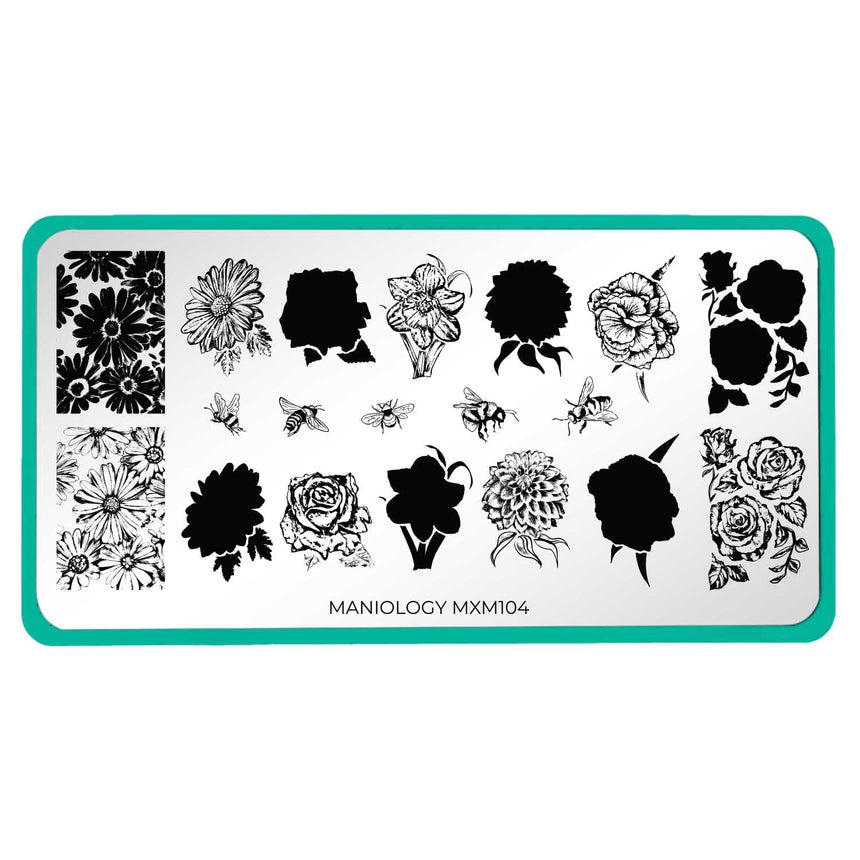 Bees & Blooms: In Full Bloom (MXM104) - Nail Stamping Plate