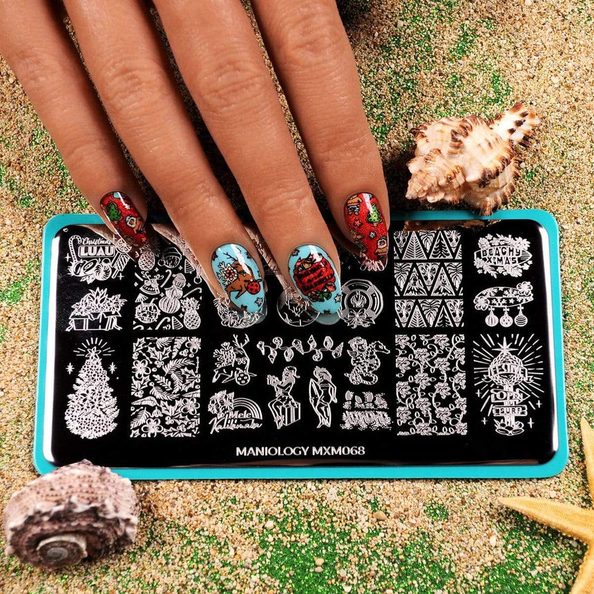 Tropical Holiday: Deck the Palms (MXM068) - Nail Stamping Plate