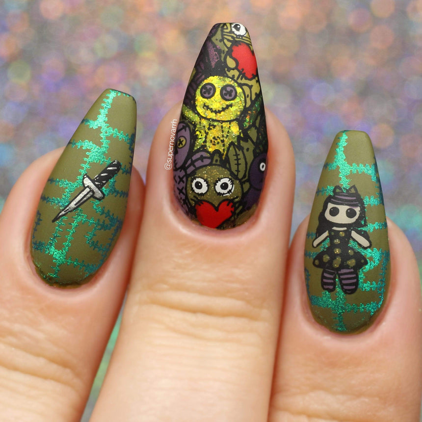 Pins & Needles: Pins & Hexes (MXM064) - Nail Stamping Plate