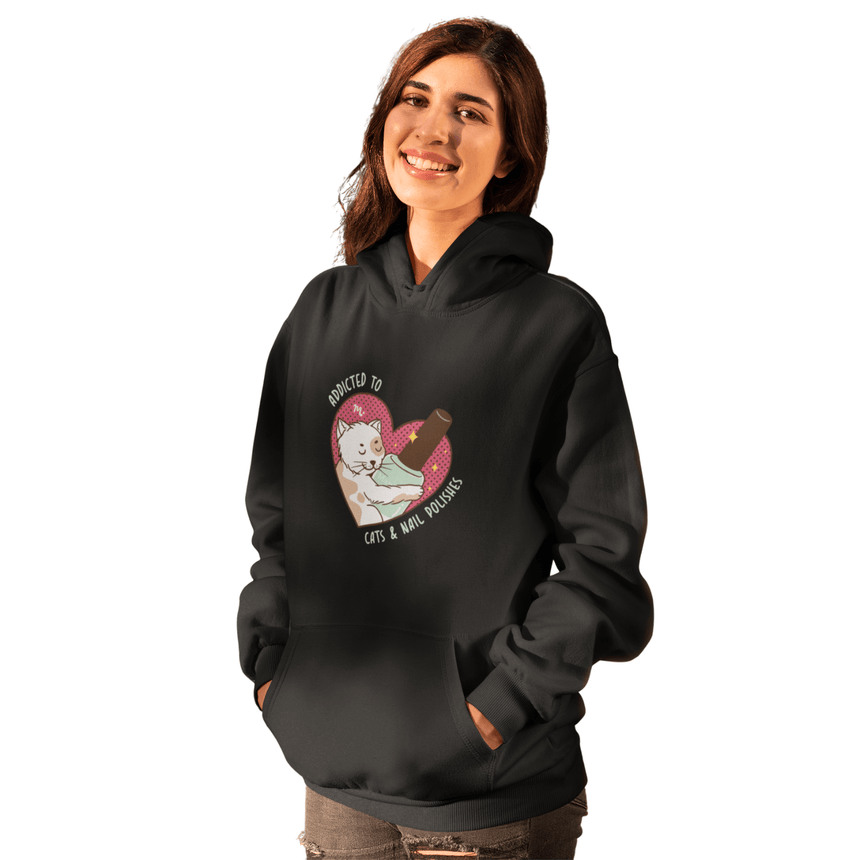 Addicted to Cats And Nail Polishes - Heavy Blend Hoodie Sweatshirt