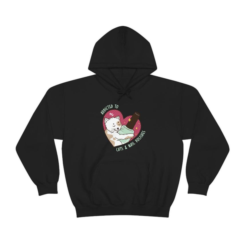 Addicted to Cats And Nail Polishes - Heavy Blend Hoodie Sweatshirt