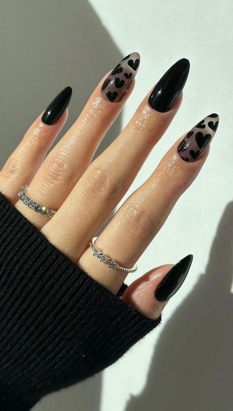Black Valentines Nails