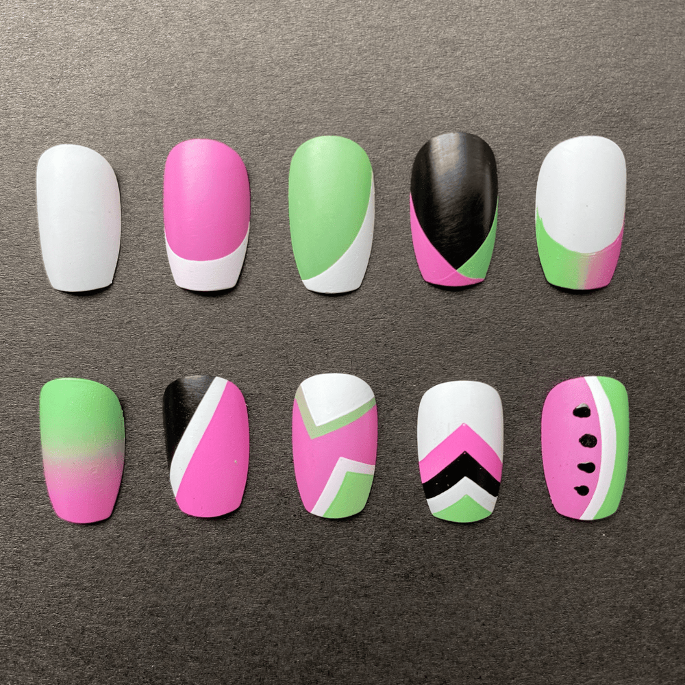 Ten different French manicure designs made with the Pardon My French stamping plate