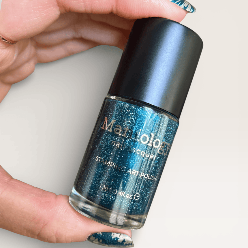 Night Sky (B579) - Dark Teal Holo Glitter Stamping Polish