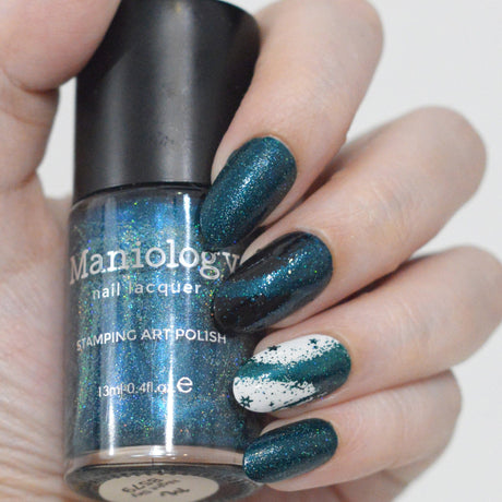 Night Sky (B579) - Dark Teal Holo Glitter Stamping Polish