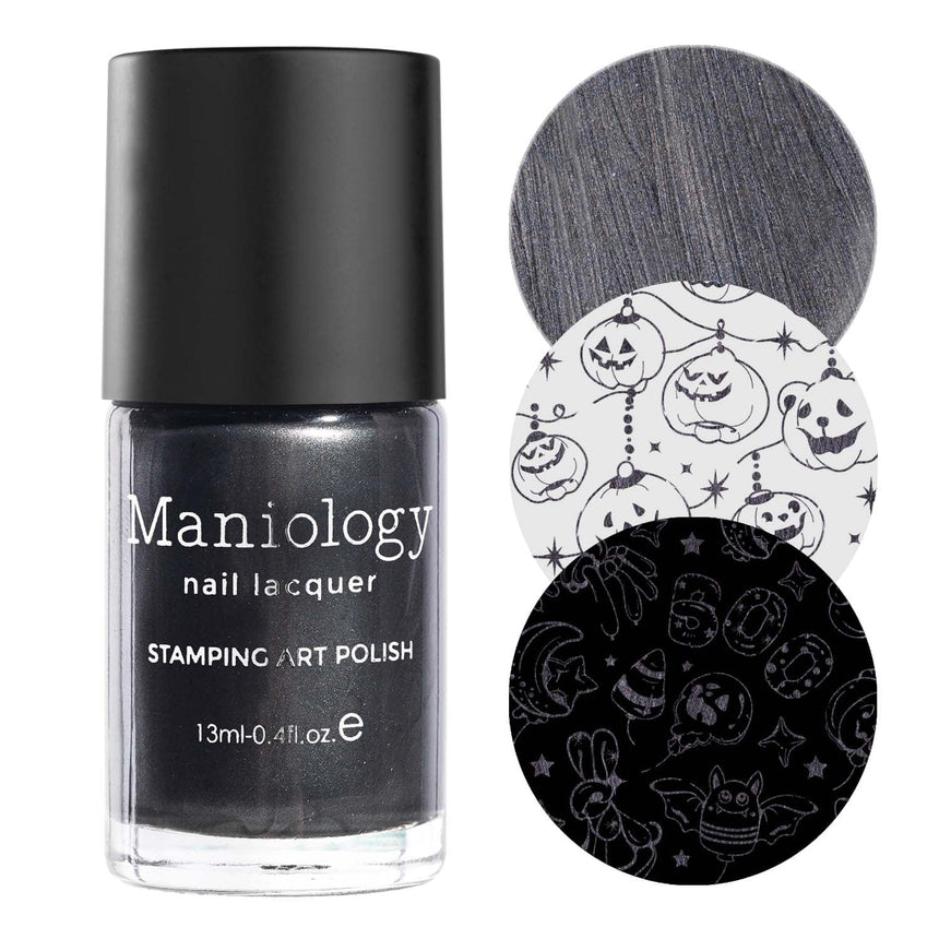 Batty (B489) - Gunmetal Silver Shell Stamping Polish