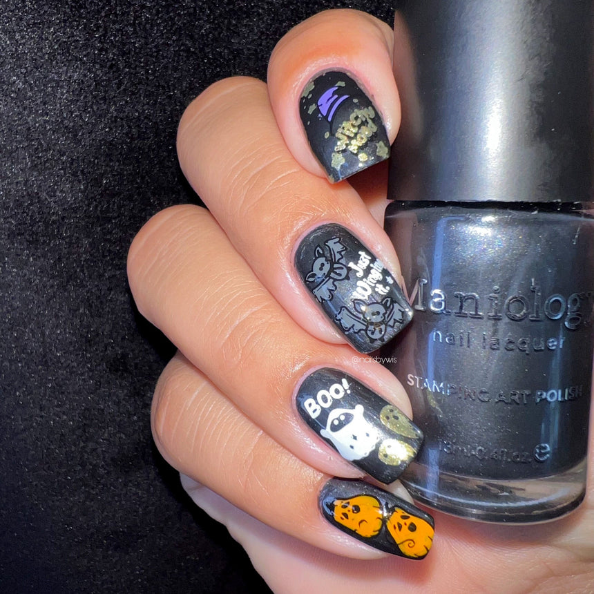 Batty (B489) - Gunmetal Silver Shell Stamping Polish