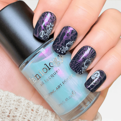 Vitamin Sea: Adios Beaches (B595) Baby Blue/Pink Sheer Pearl Duochrome Stamping Polish