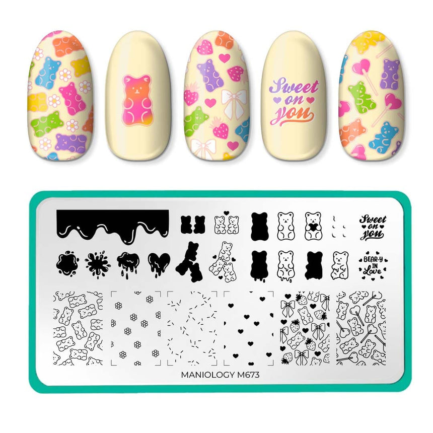 Bear-y in Love (M673) - Nail Stamping Plate