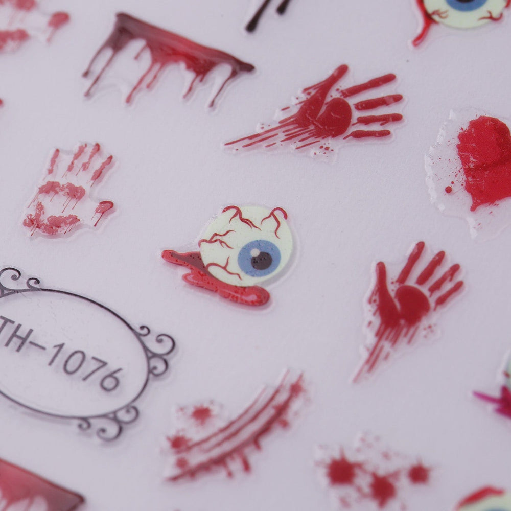 Bloody Eyeballs (TH-1076) - Glow In The Dark Nail Art Sticker Sheet