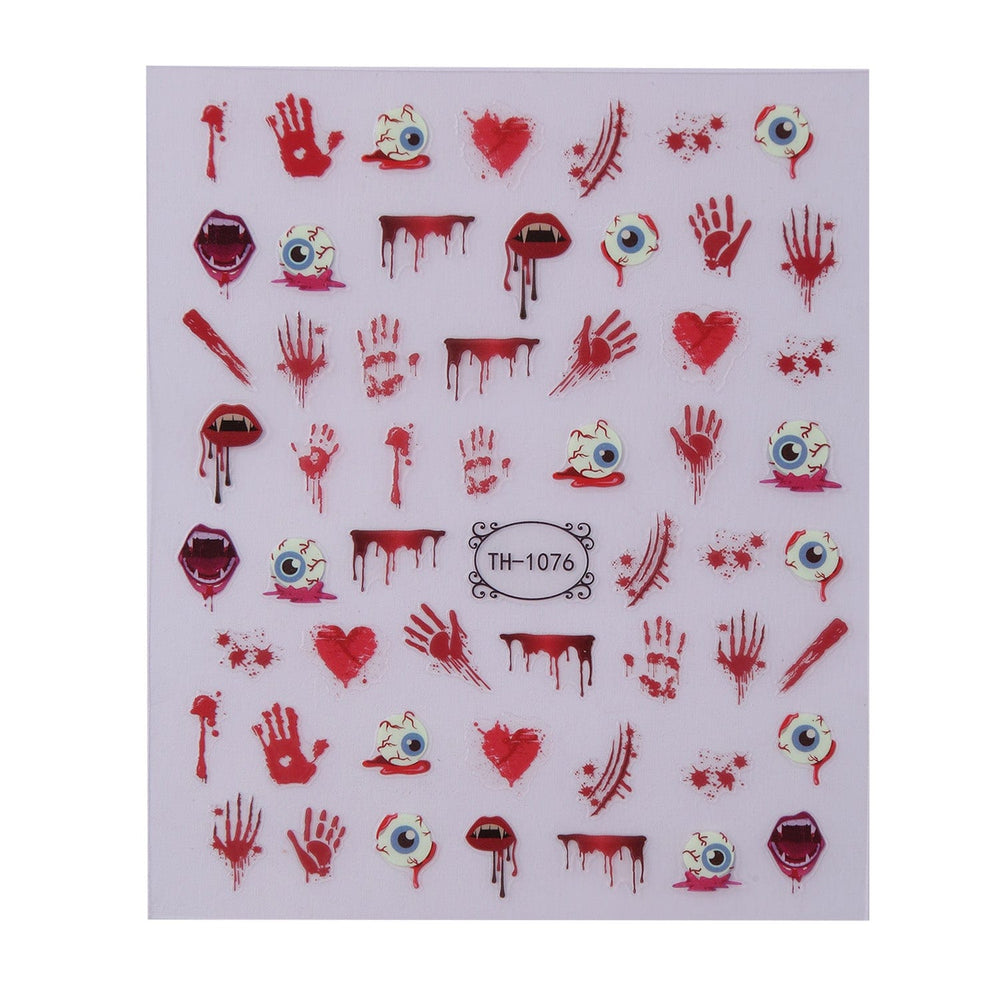 Bloody Eyeballs (TH-1076) - Glow In The Dark Nail Art Sticker Sheet