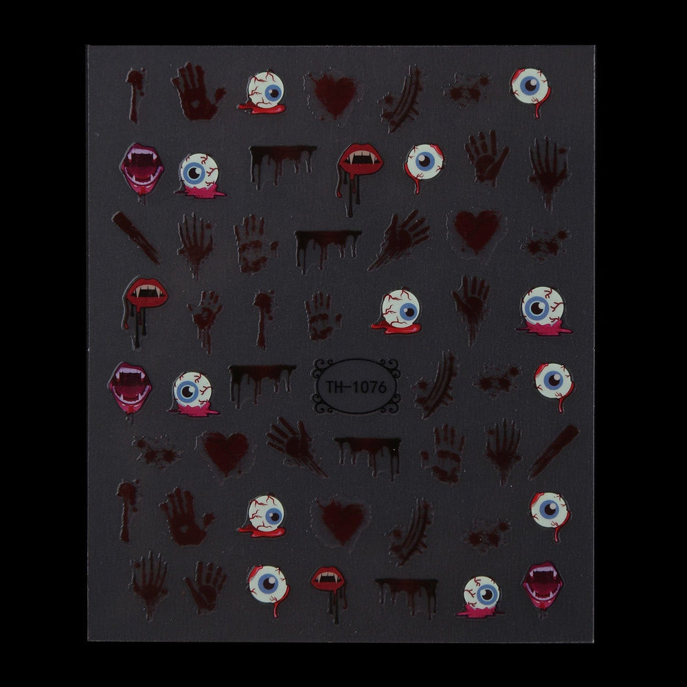 Bloody Eyeballs (TH-1076) - Glow In The Dark Nail Art Sticker Sheet