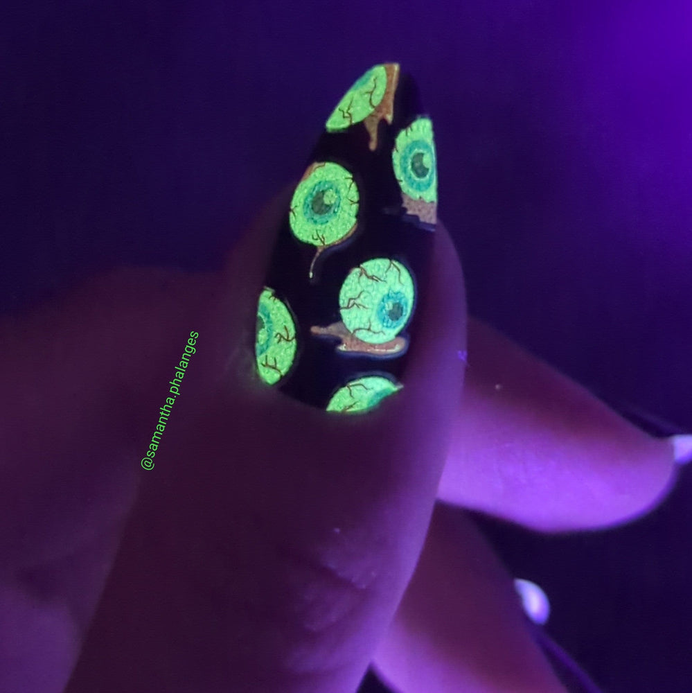 Bloody Eyeballs (TH-1076) - Glow In The Dark Nail Art Sticker Sheet