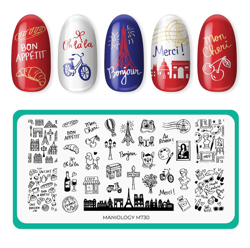 Bonjour, Mon Cheri (M730) - Nail Stamping Plate