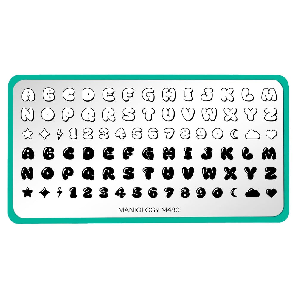 Bubble Font (M490) - Nail Stamping Plate