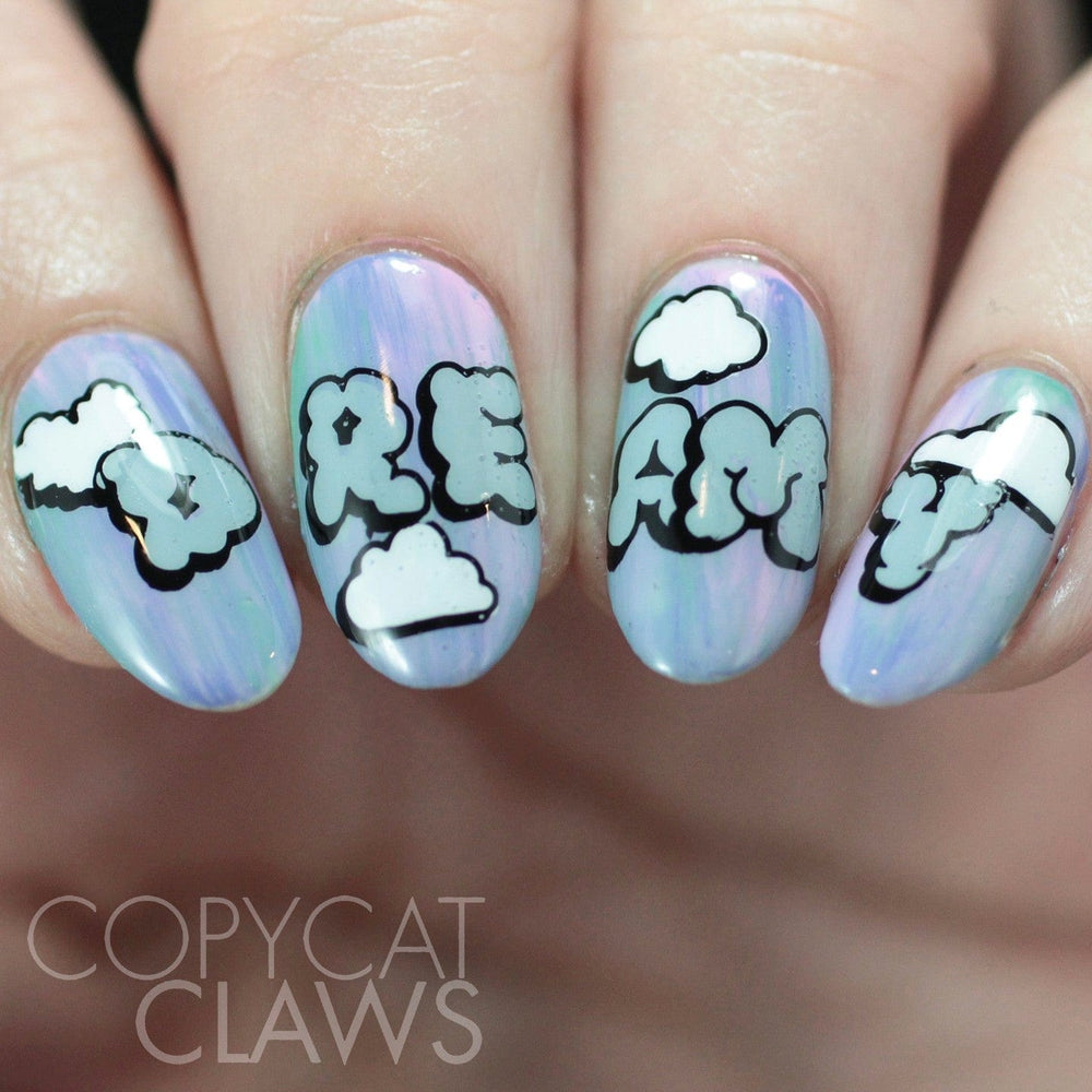 Cloud Font (M498) - Nail Stamping Plate