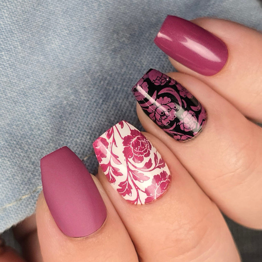 Pink Horizon (B571) - Dusty Mauve Pearl Cream Stamping Polish