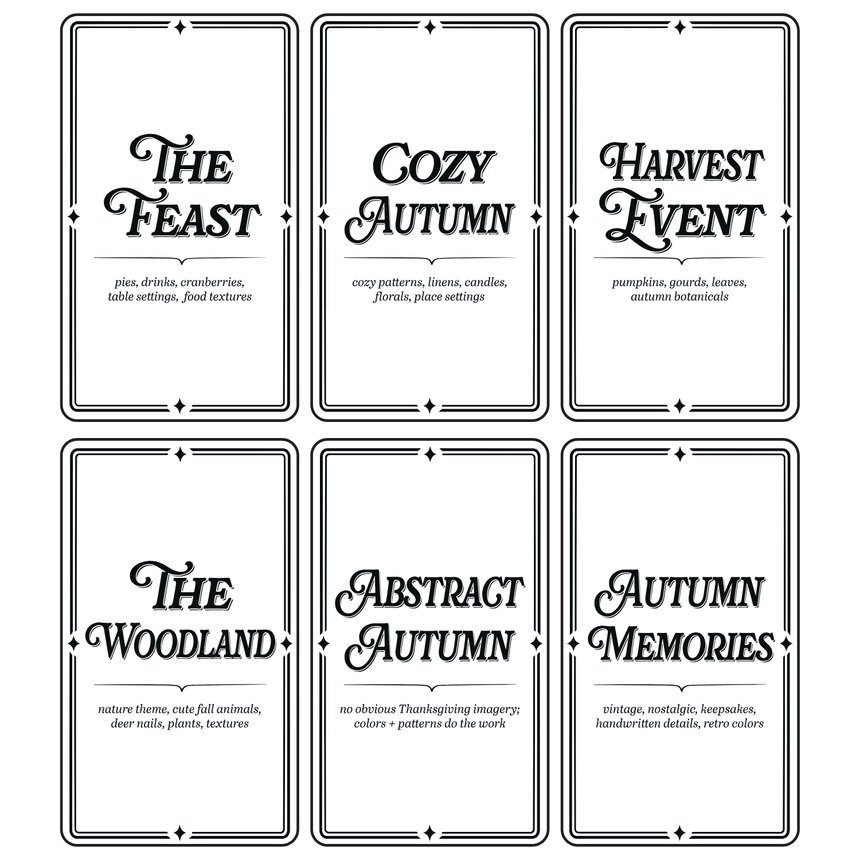Digital Thanksgiving Nail Art Challenge Cards