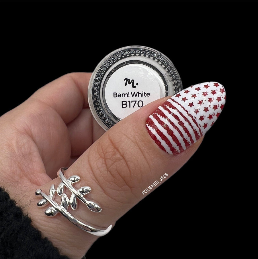 Essentials Primary Collection:  Bam! White (B170) Classic White Stamping Polish