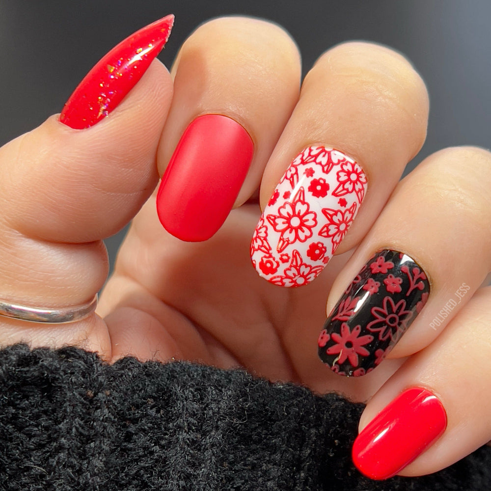 Essentials Primary Collection:  Fireside (B189) Blazing Red Stamping Polish