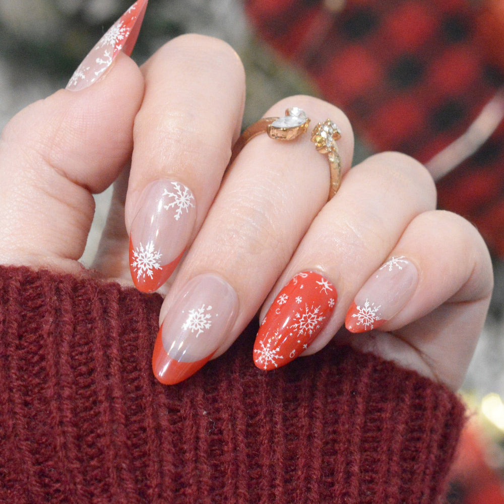 Fiery French Press On Nails - Short Almond