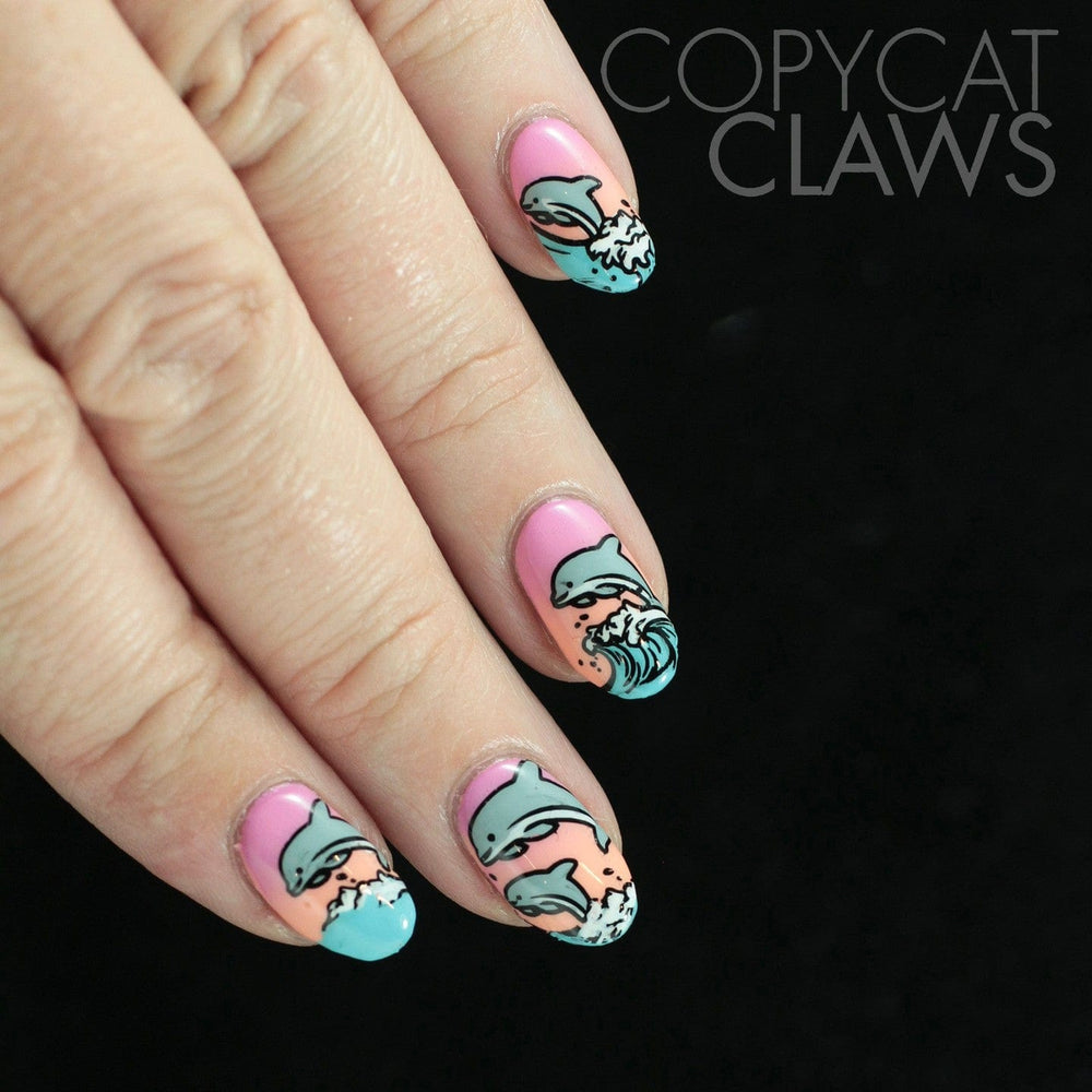 Flippin Dolphins (M502) - Nail Stamping Plate