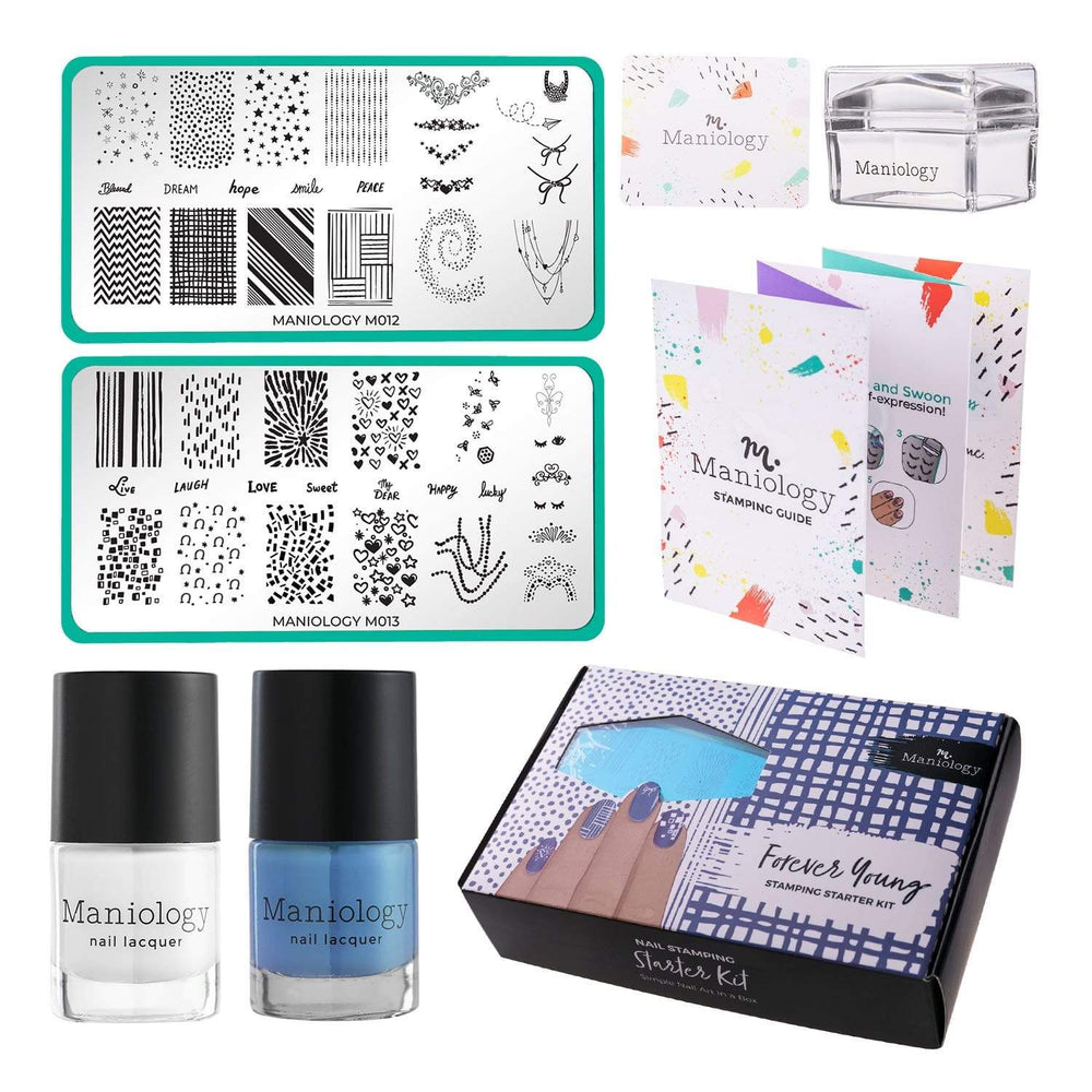 Forever Young: Nail Stamping Starter Kit - Plates, Polishes, Scraper, & Stamper