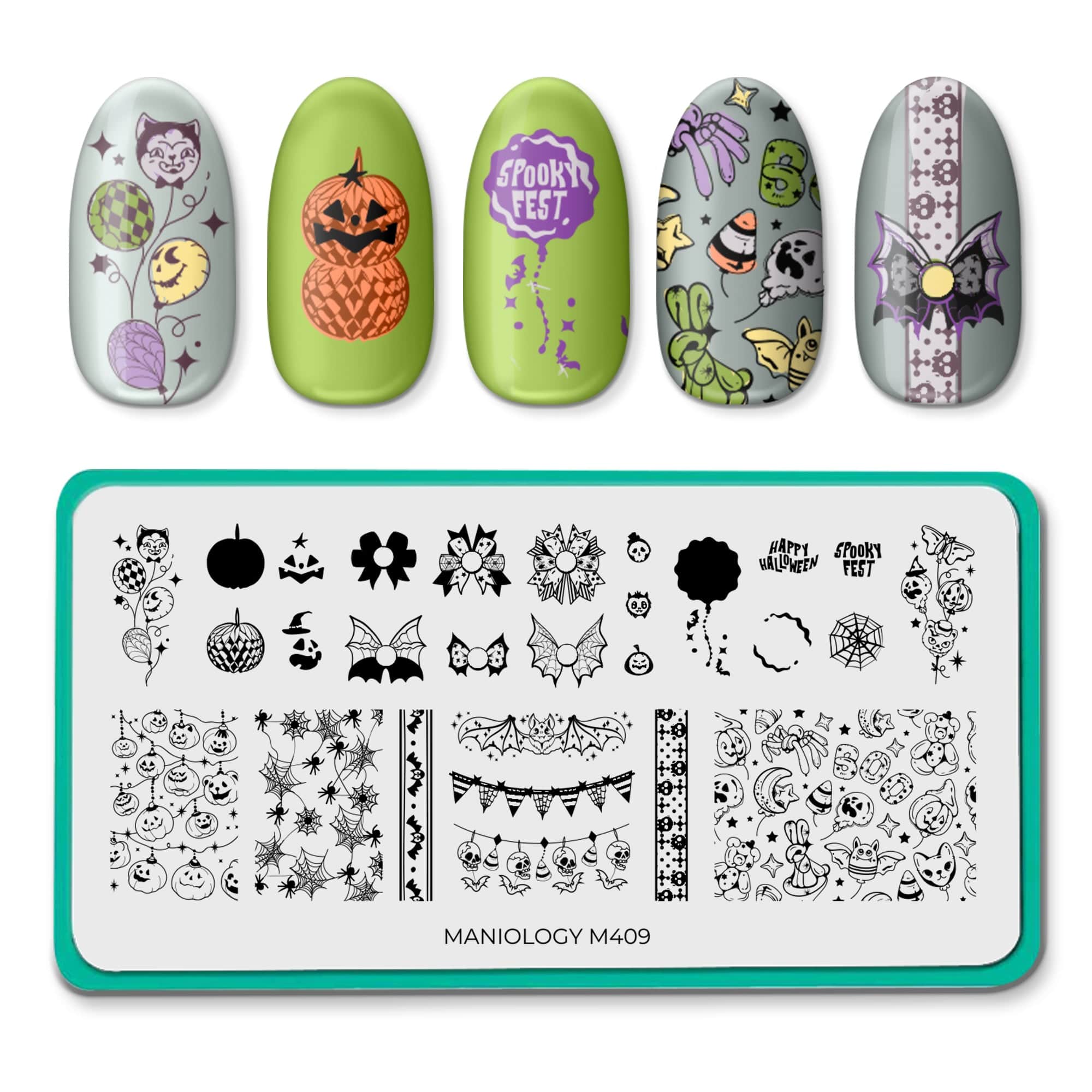 Maniology Fright Night Creepy Cute Stamping Bundle, Stainless Steel Plate with Nail Art Set for Women, Women's, Silver