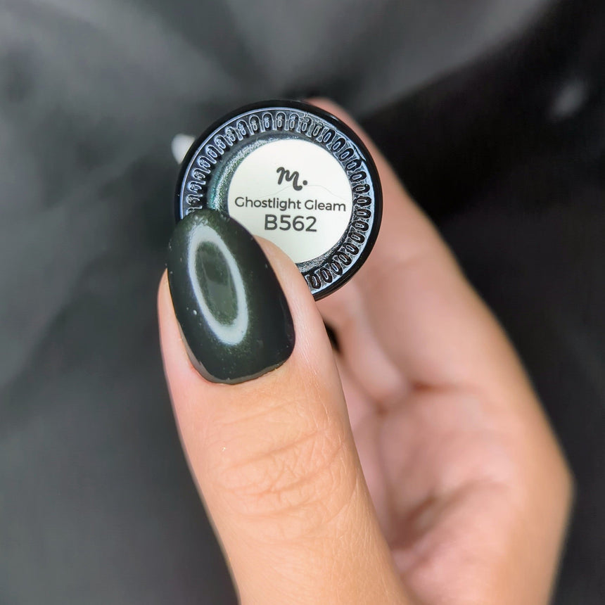 Ghostlight Gleam (B562) - Black with Iridescent Green Shimmer Stamping Polish